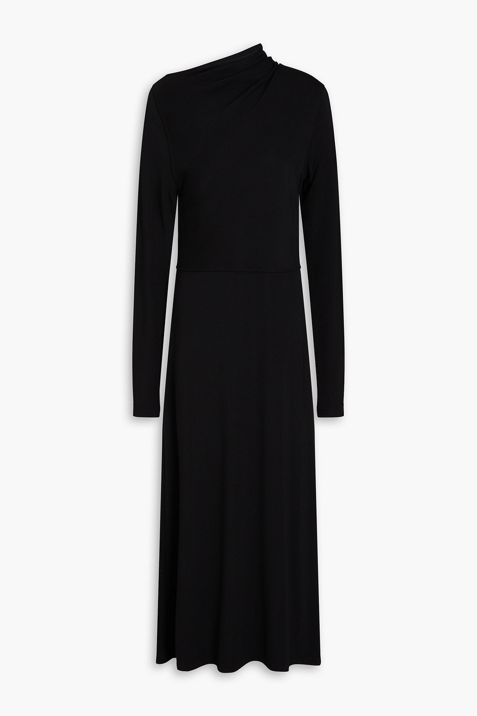 toteme - draped stretch-jersey midi dress - black - xxs