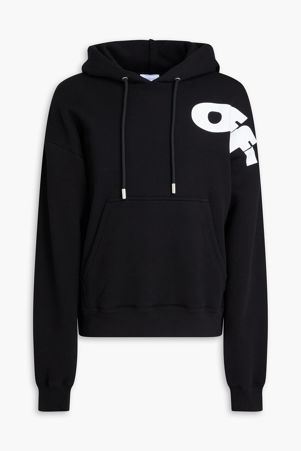 off-white - printed french cotton-terry hoodie - black - s
