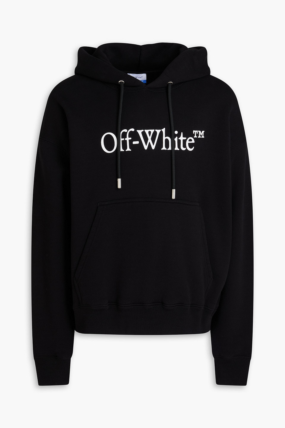 off-white - logo-print french cotton-terry hoodie - black - s