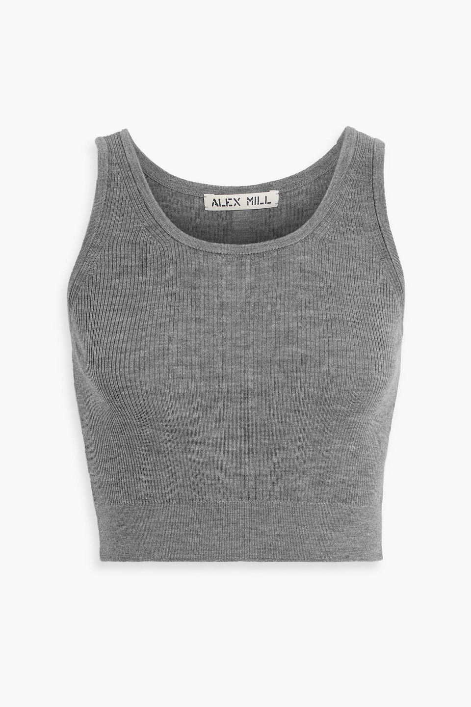 Alex Mill Ava Cropped Mélange Ribbed Wool Tank In Gray