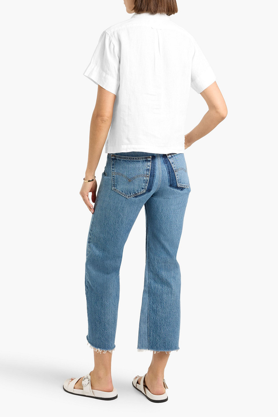 Alex Mill Maddie Linen Short Sleeve Button-up Shirt In White