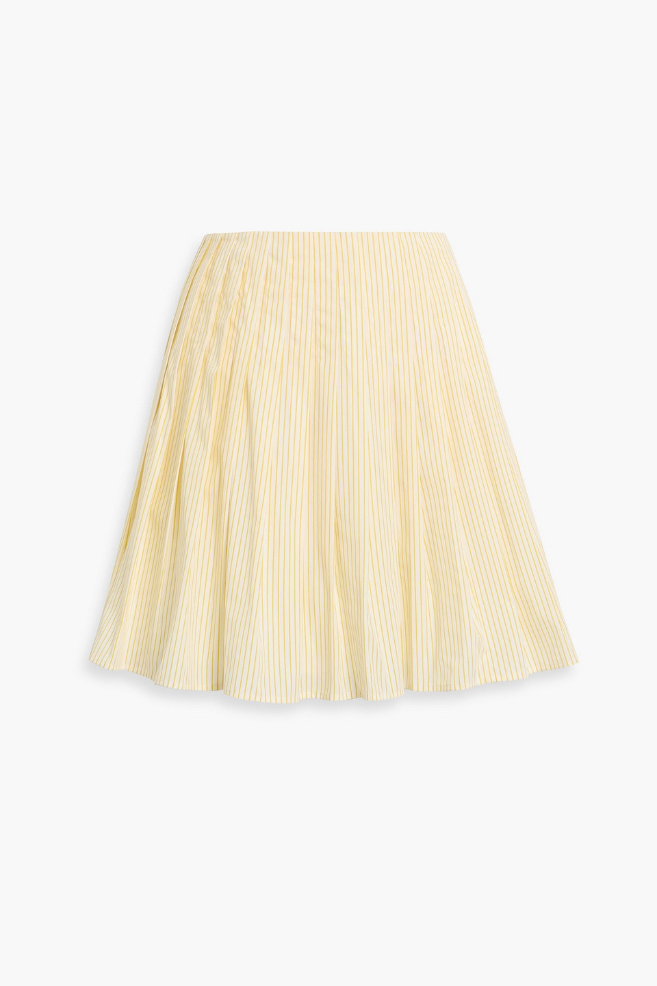Alex Mill Penelope Pleated Striped Cotton-poplin Mini Skirt In Yellow