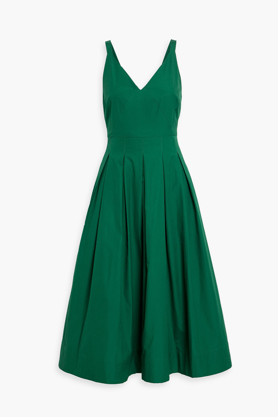 Alex Mill Abby Pleated Cotton-poplin Midi Dress In Green