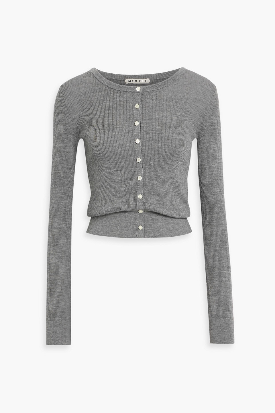 Alex Mill Ava Mélange Ribbed Wool Cardigan In Gray