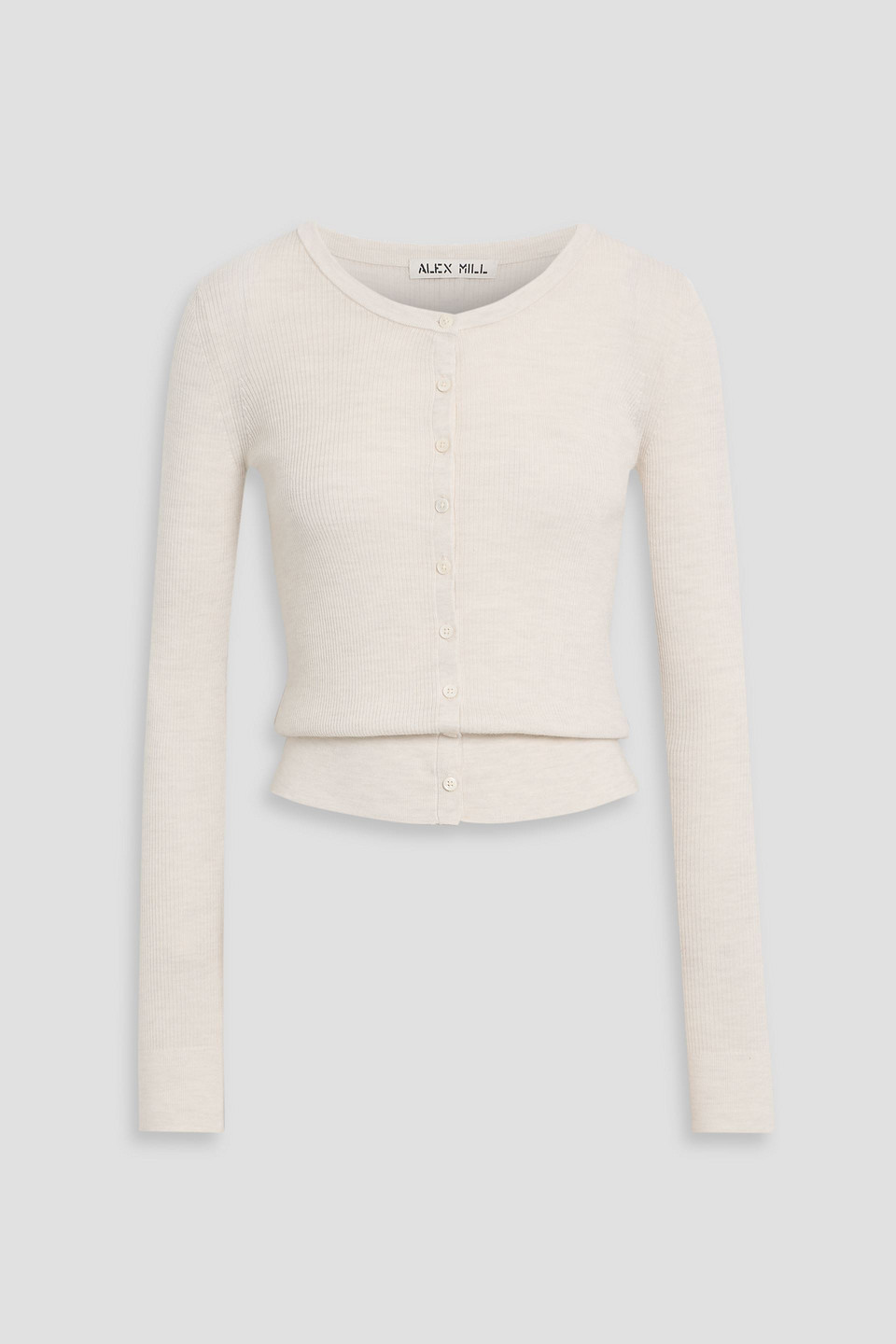 Alex Mill Ava Mélange Ribbed Wool Cardigan In White