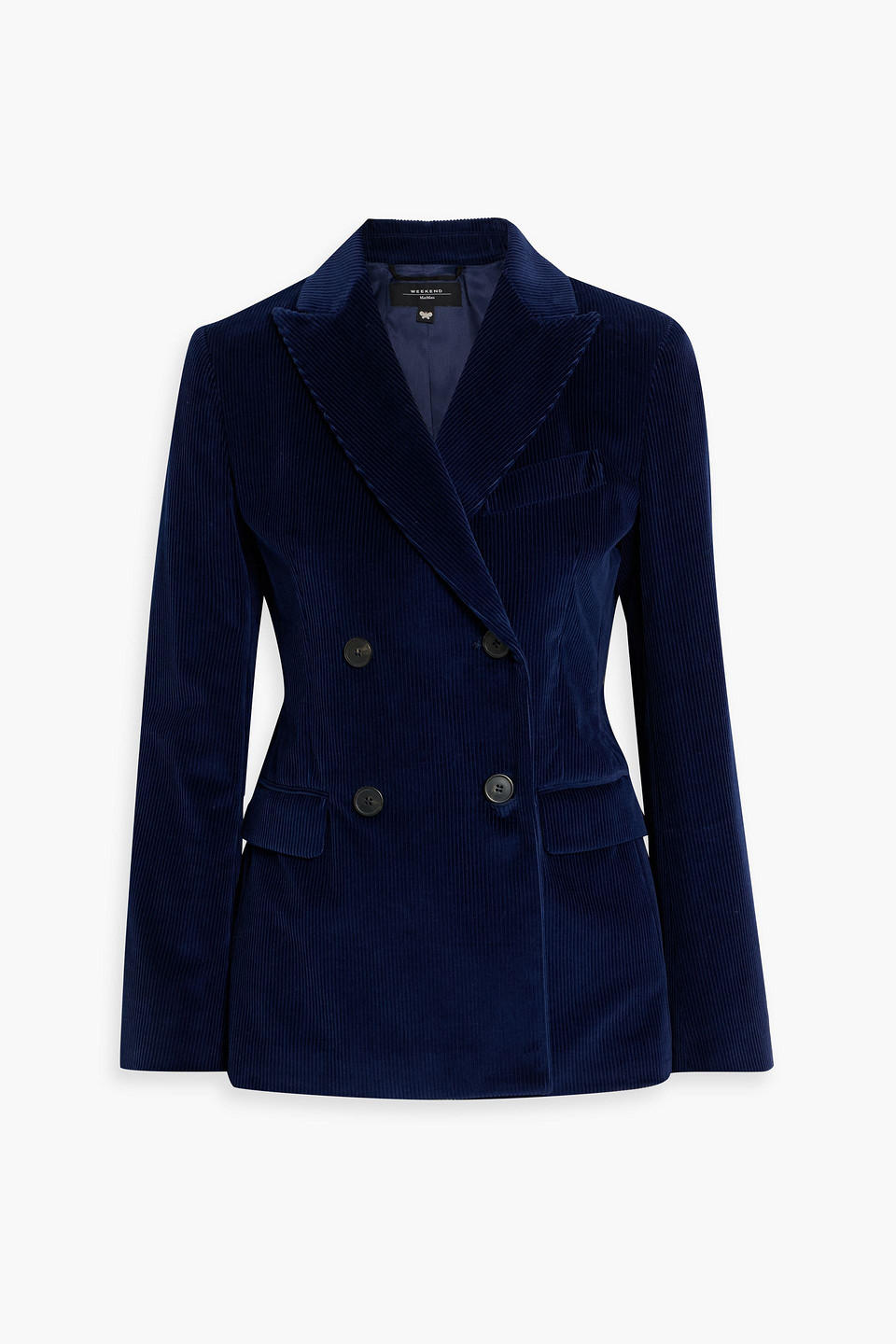 Weekend Max Mara Katanga Double-breasted Cotton-corduroy Blazer In Blue