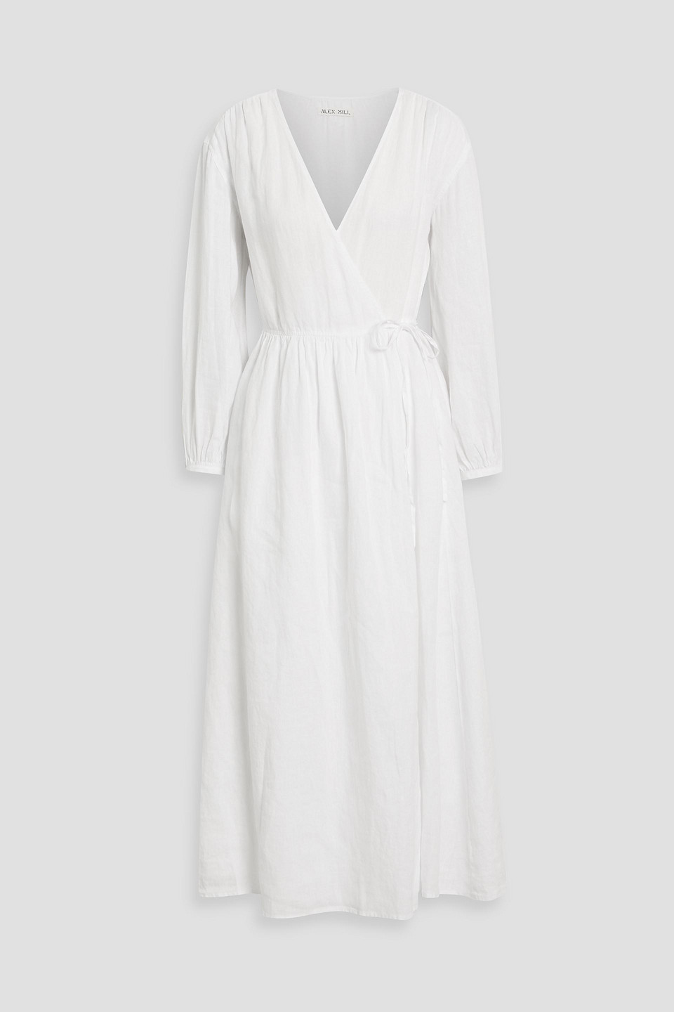 alex mill - lauren linen midi wrap dress - white - s