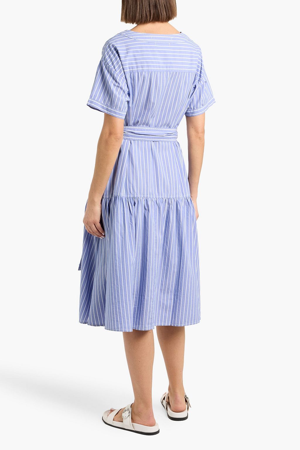 knee length dresses for ladies Anniston Blue Multi Striped Midi Dress