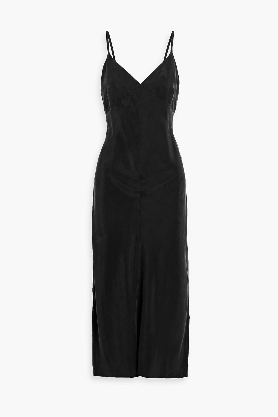 Alex Mill Carly Washed Cupro-blend Midi Slip Dress In Black