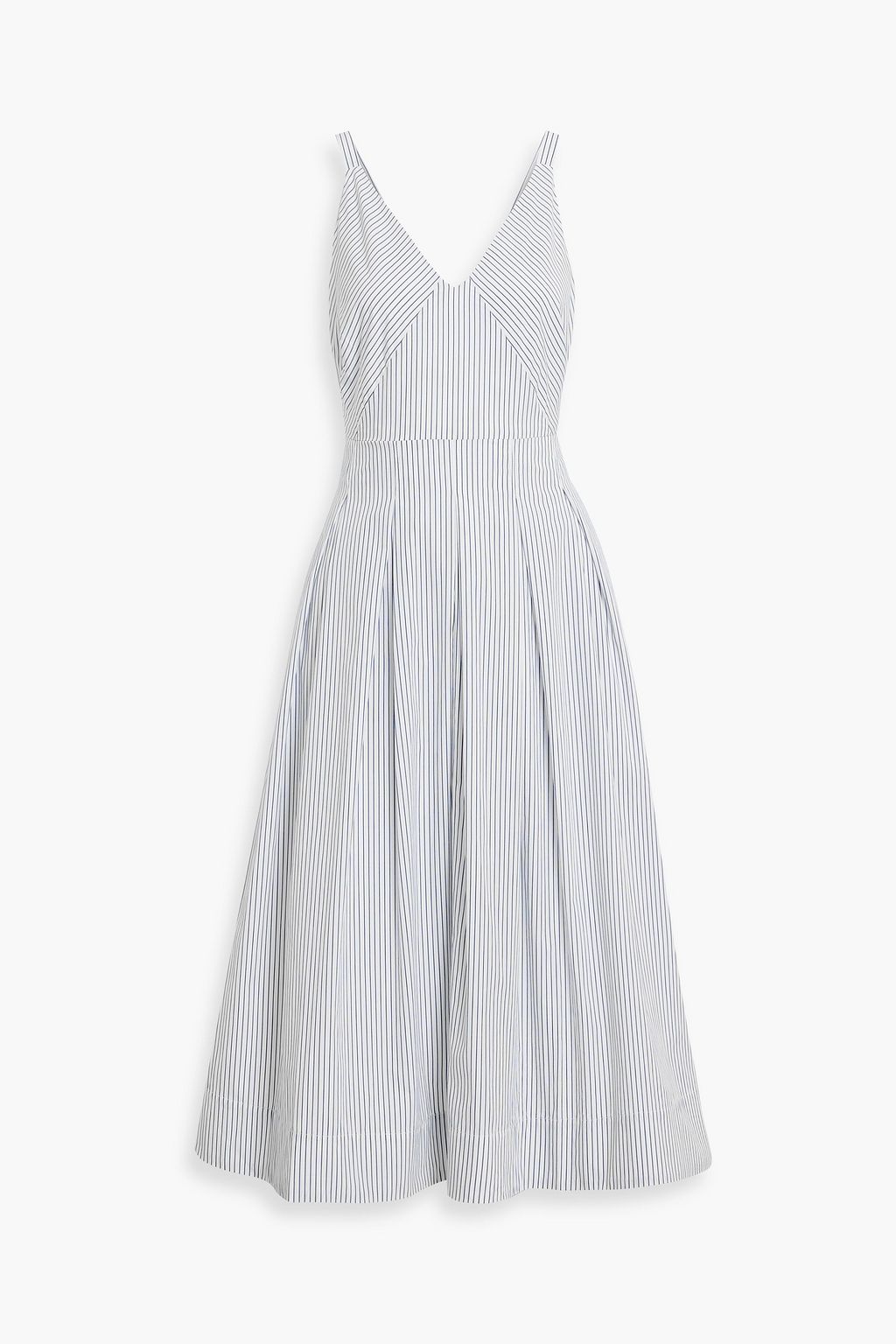 striped poplin midi dress Alex Mill Abby pleated striped cotton-poplin midi dress - Women - White Dresses