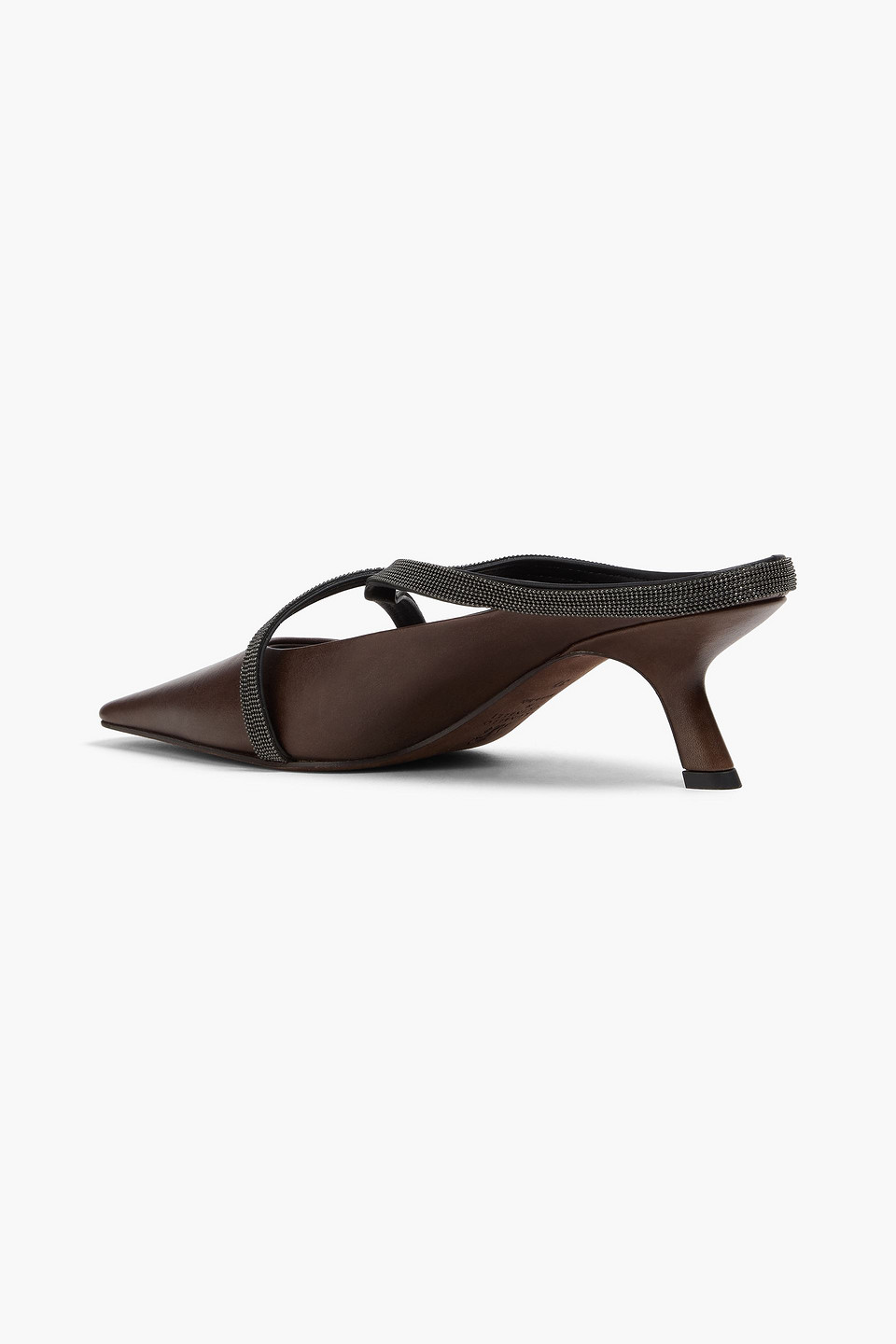  Brunello Cucinelli - Bead-embellished Leather Mules - Brown - Eu 37 