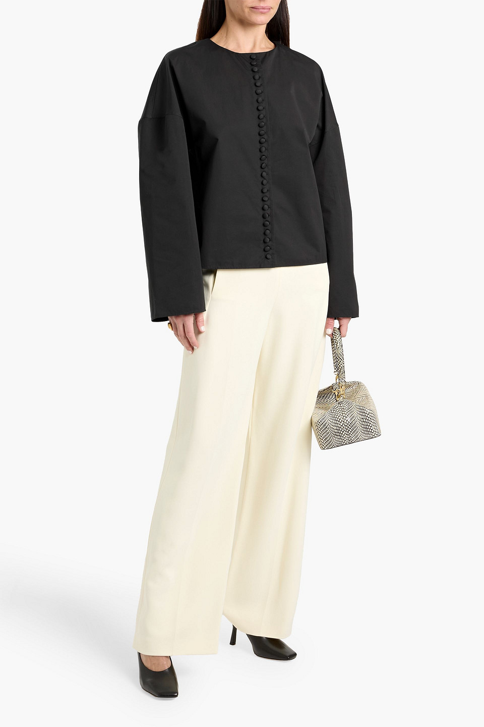 Fforme Fish Oversized Cotton Jacket In Black