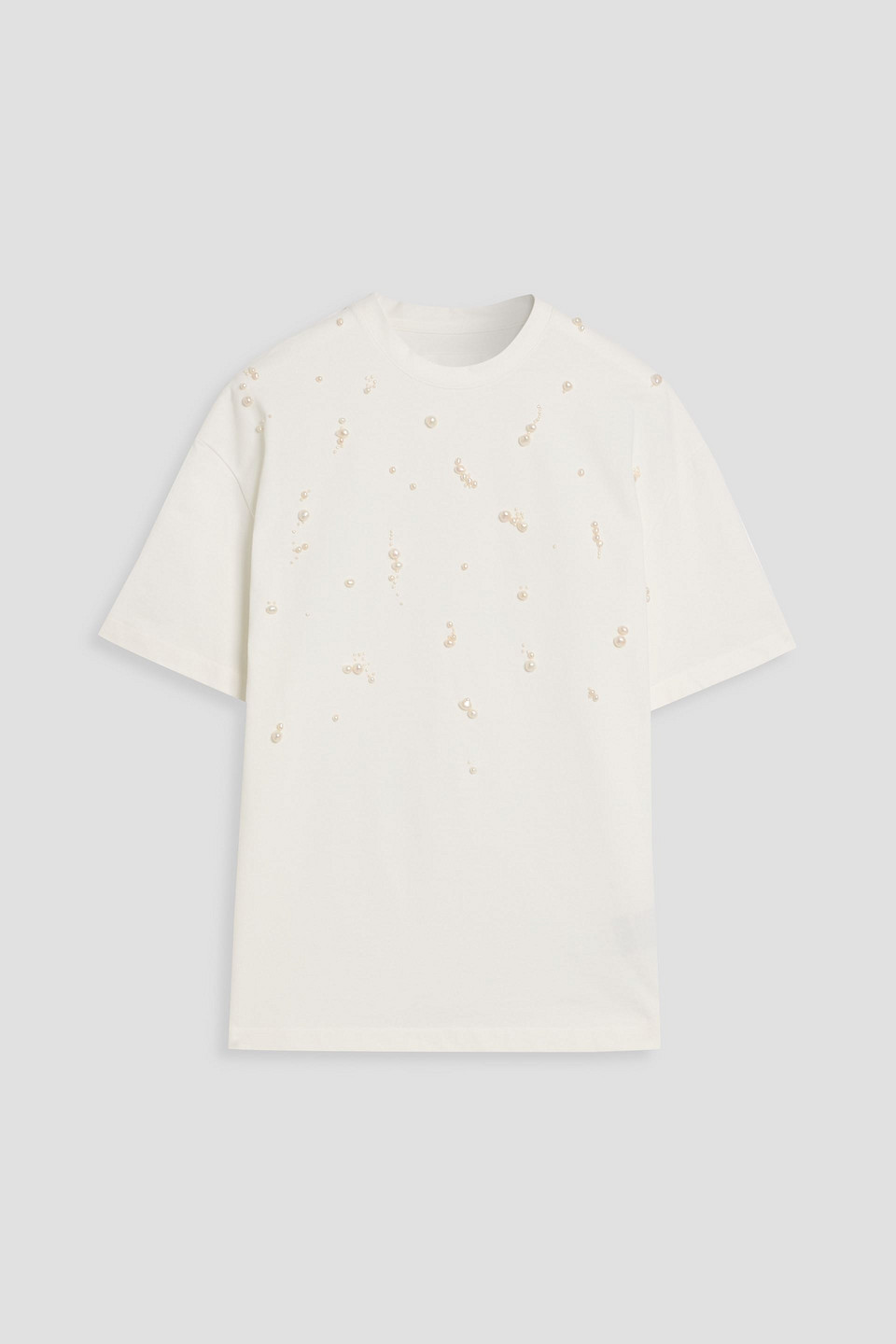 jil sander - faux pearl-embellished cotton-jersey t-shirt - white - xs
