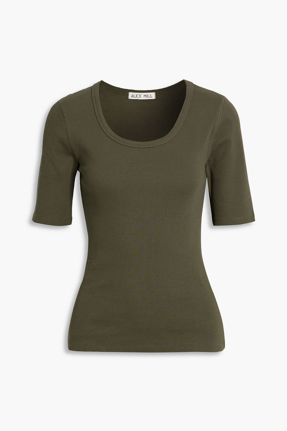 Alex Mill Everyday Ribbed Cotton-blend Top In Green
