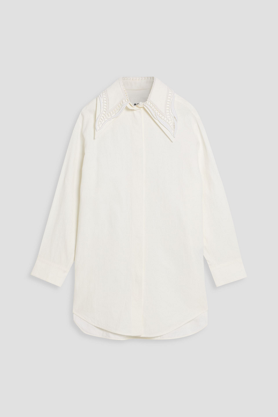 Jil Sander Lace-trimmed Linen Shirt In Neutral