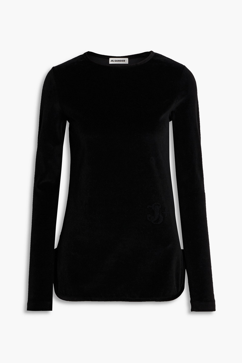 jil sander - cotton-blend velour top - black - xs