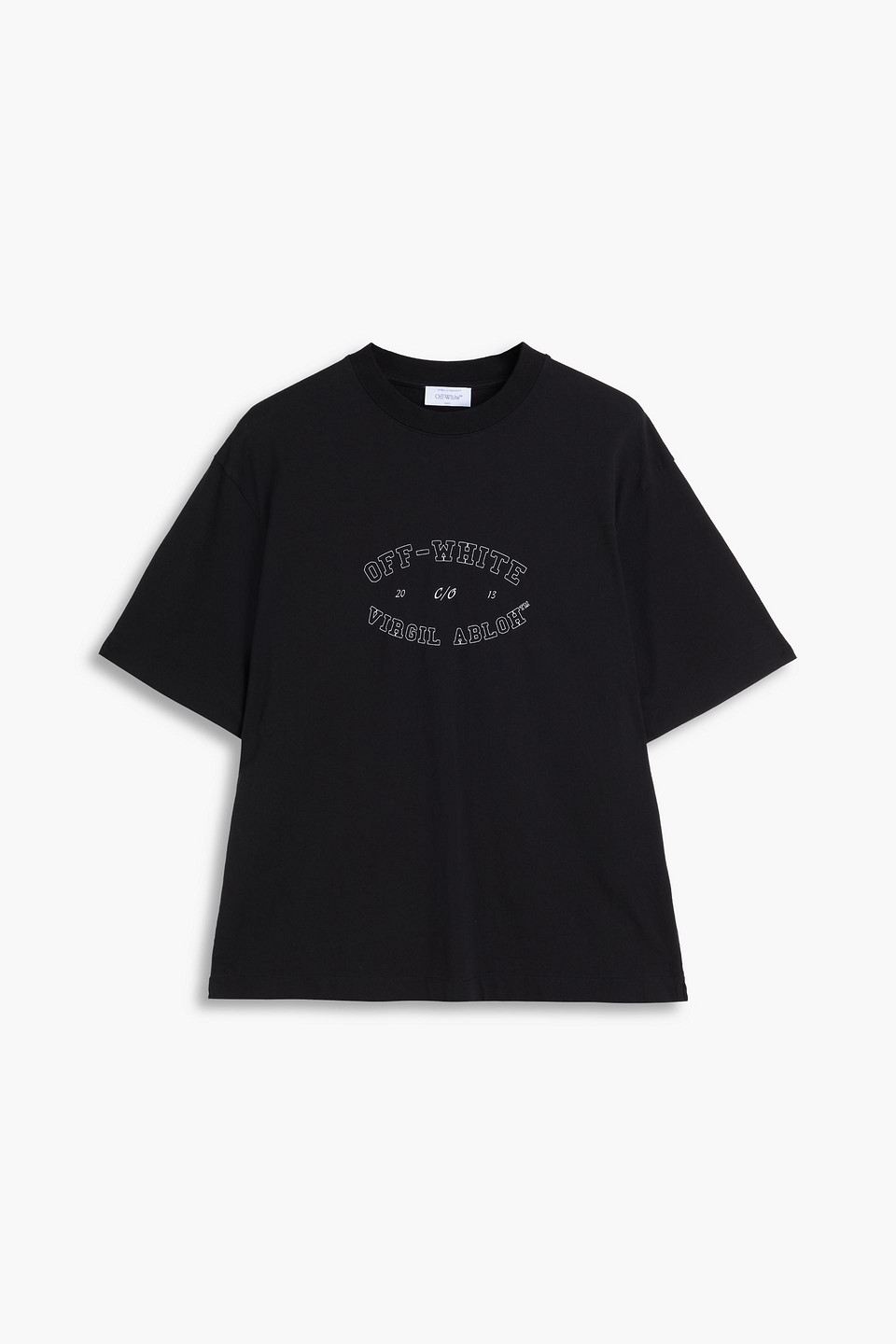 off-white - printed cotton-jersey t-shirt - black - m