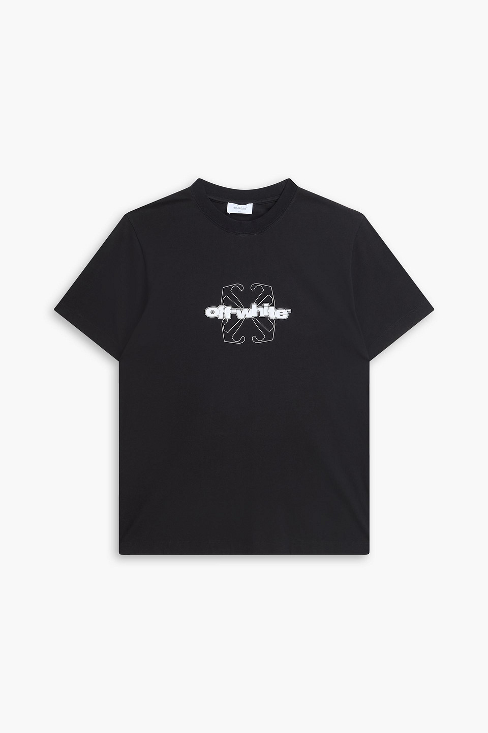 off-white - flocked cotton-jersey t-shirt - black - s