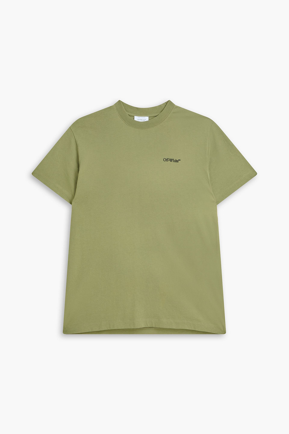 off-white - printed cotton-jersey t-shirt - green - m