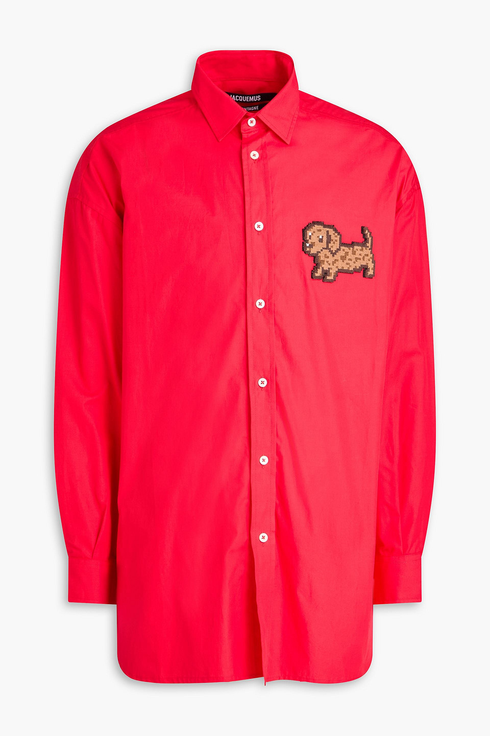 jacquemus - embroidered cotton-poplin shirt - red - it 46