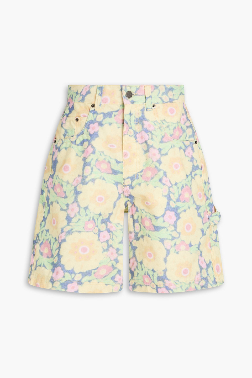 Jacquemus Le Panni Floral-print Cotton Shorts In Yellow