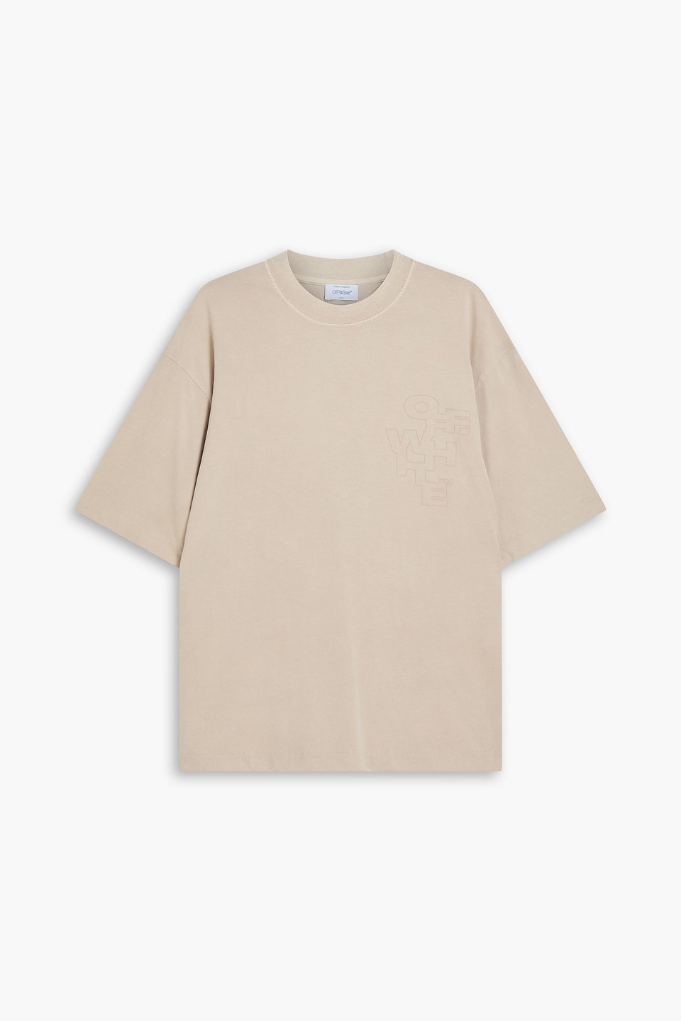 off-white - printed cotton-jersey t-shirt - neutral - s