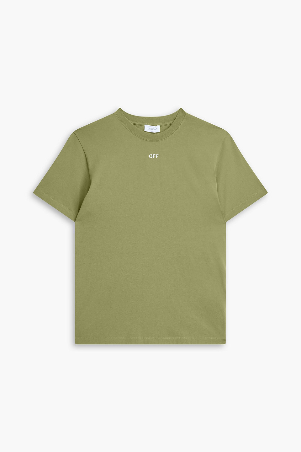 off-white - embroidered cotton-jersey t-shirt - green - m