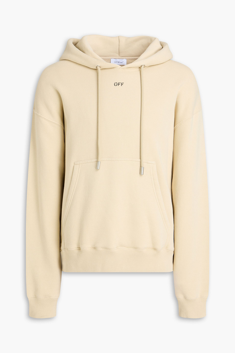 off-white - printed french cotton-terry hoodie - neutral - s