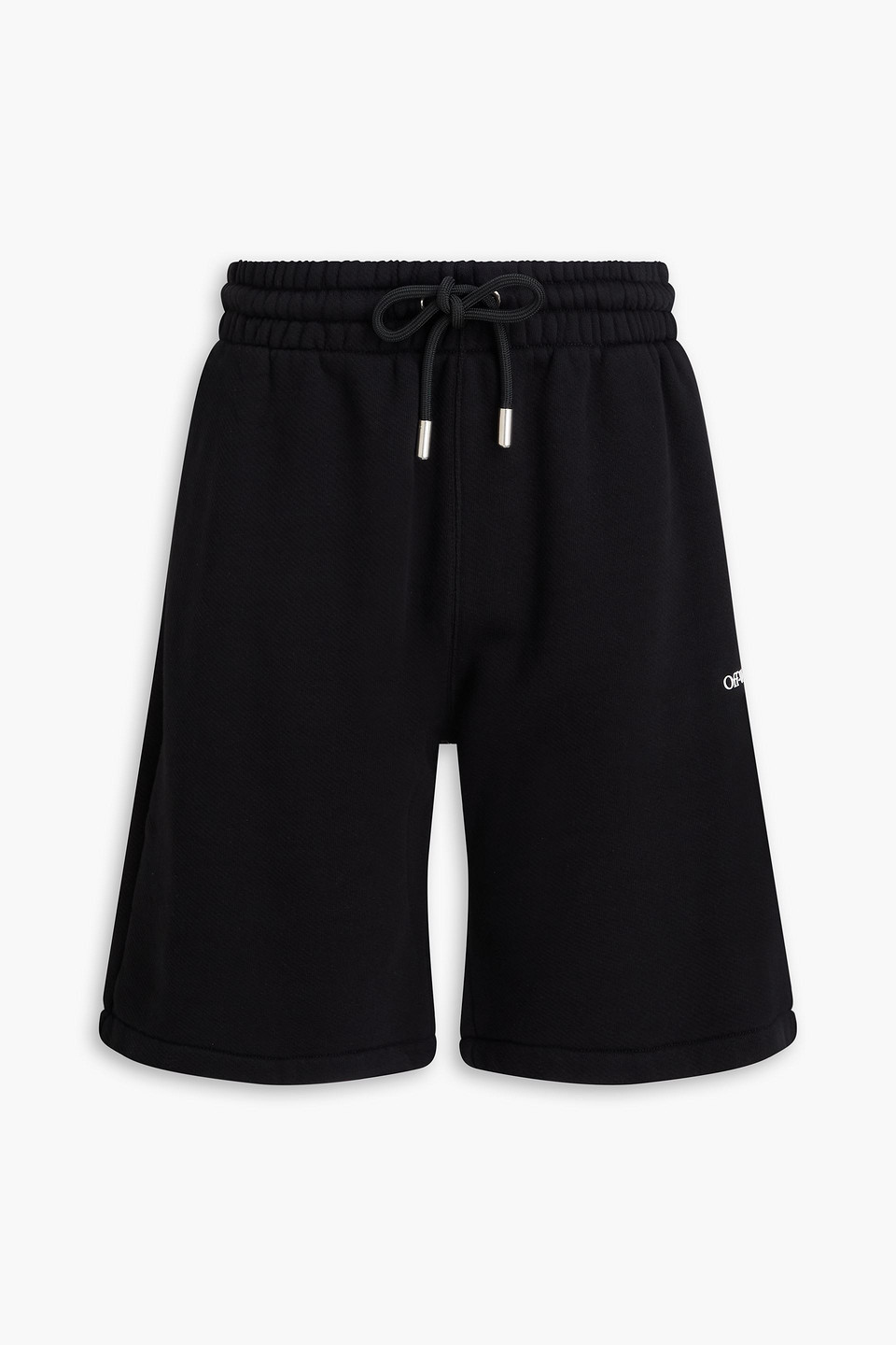 off-white - printed french cotton-terry shorts - black - xs