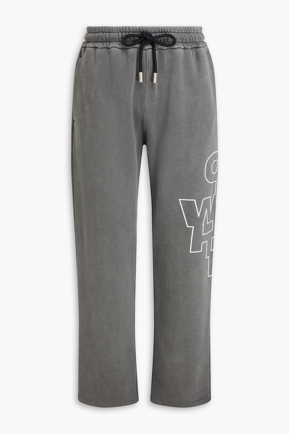 off-white - printed french cotton-terry sweatpants - gray - xl