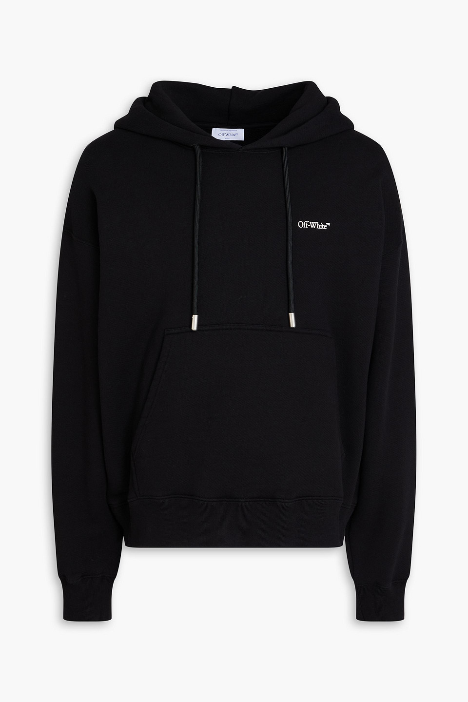 off-white - printed french cotton-terry hoodie - black - s