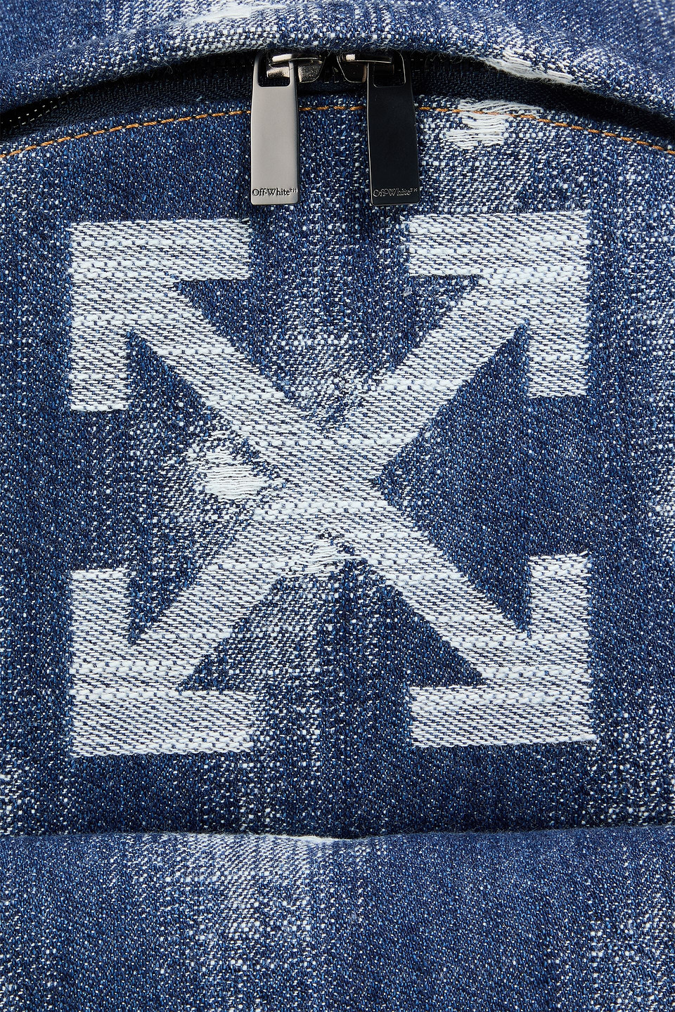 Off-white Heritage Distressed Denim Backpack In Blue