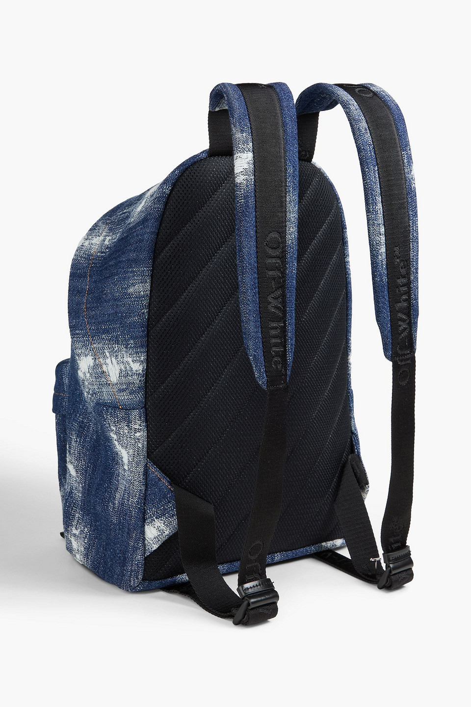 Off-white Heritage Distressed Denim Backpack In Blue