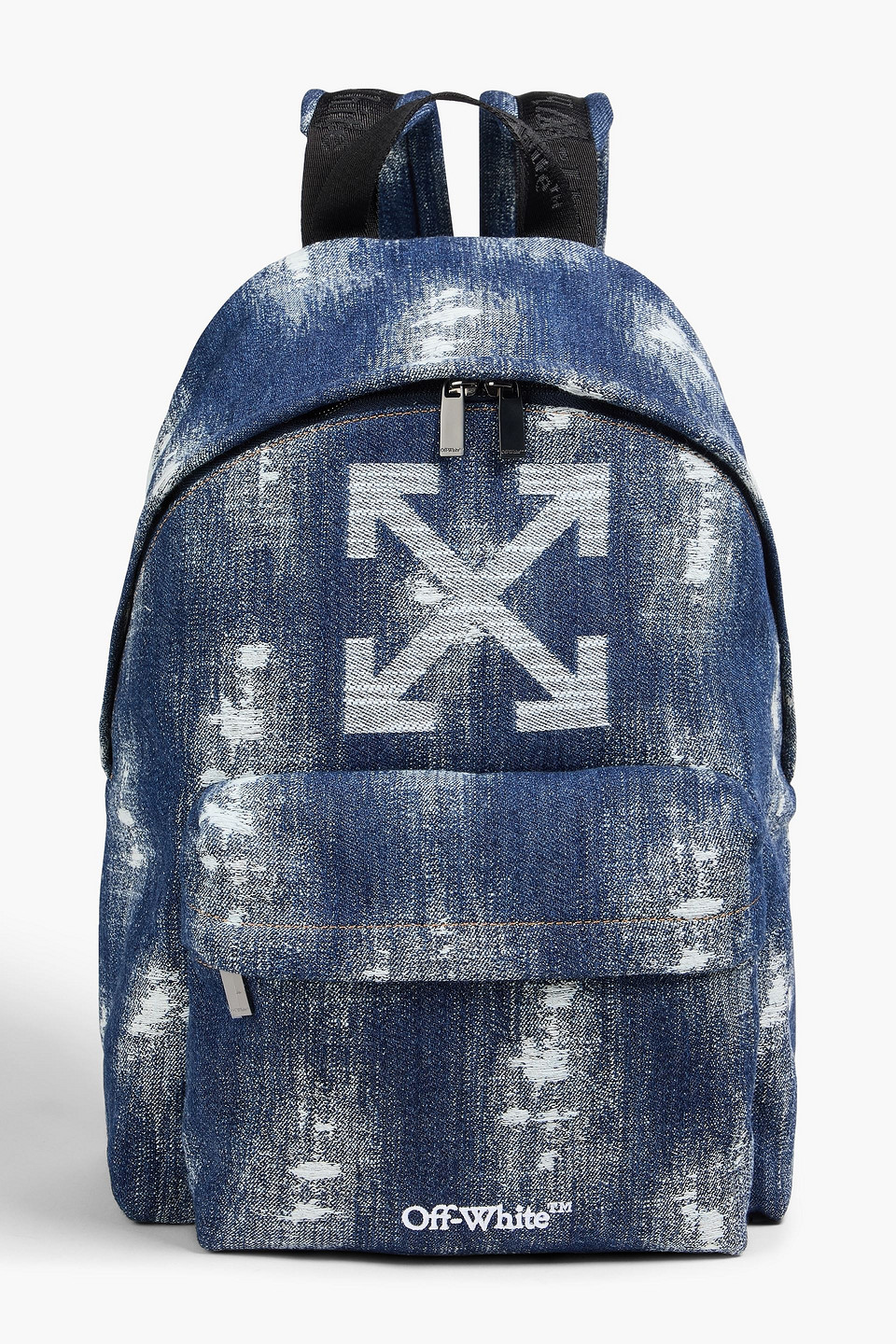 Off-white Heritage Distressed Denim Backpack In Blue