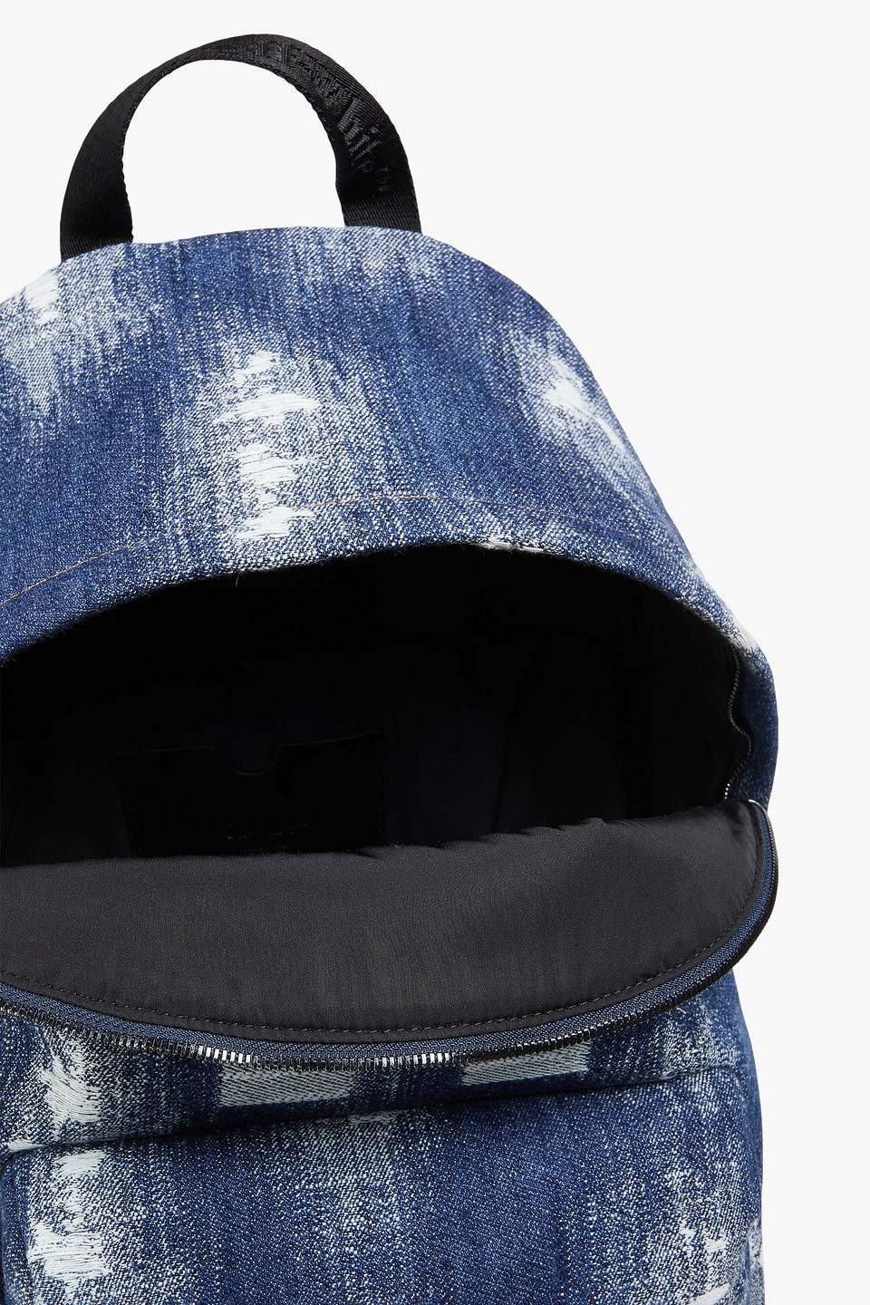Off-white Heritage Distressed Denim Backpack In Blue