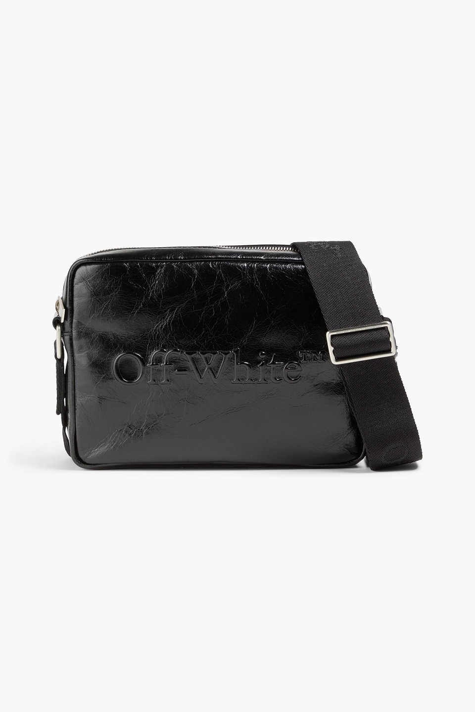 off-white - embossed cracked-leather messenger bag - black - onesize