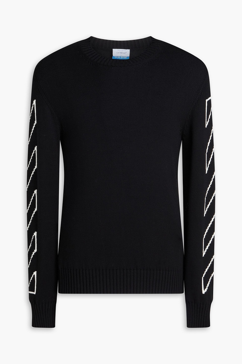 Off-white Intarsia-knit Sweater In Black