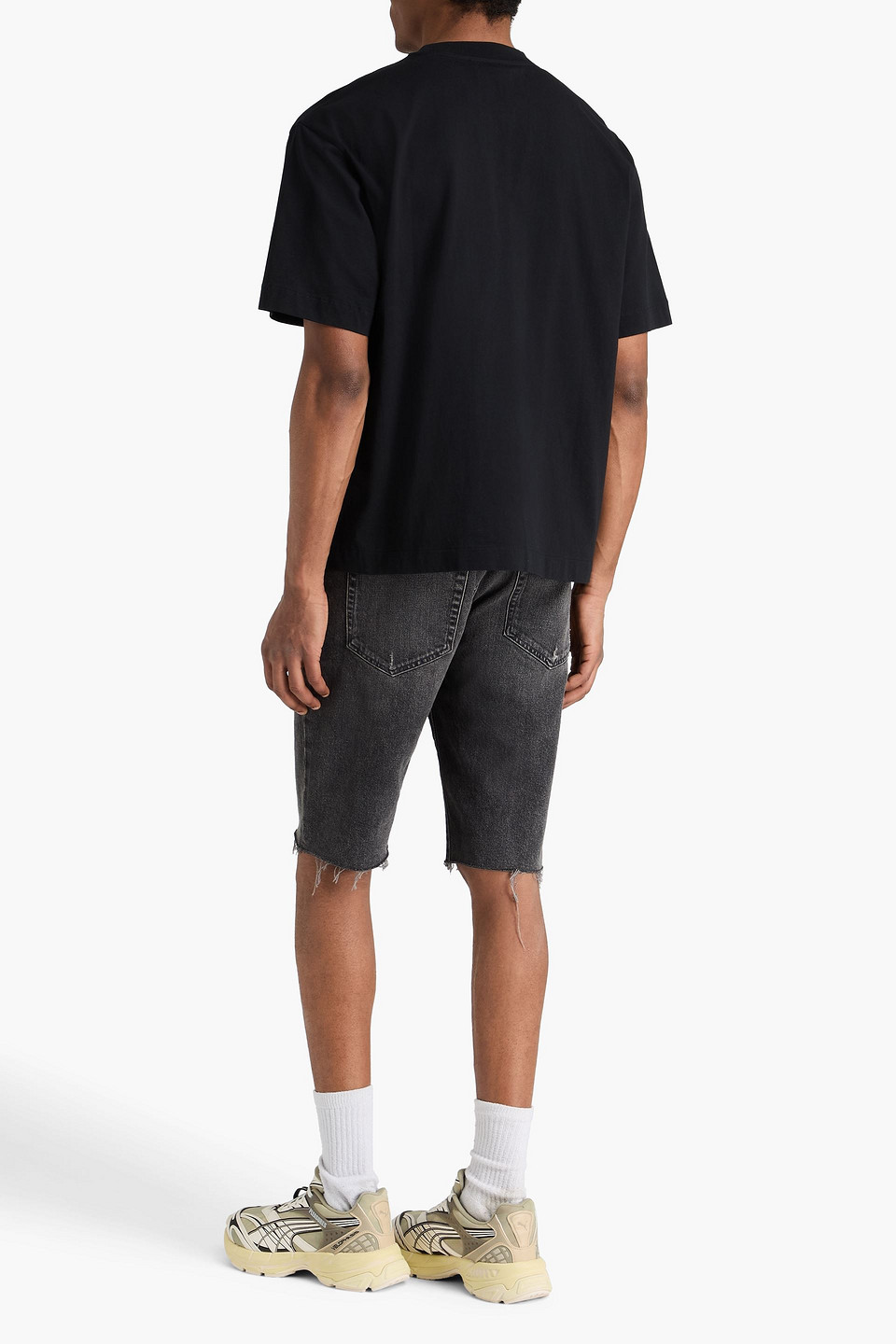 Off-white Black Oversized T-shirt With Contrasting Logo Lettering Print In Cotton Man