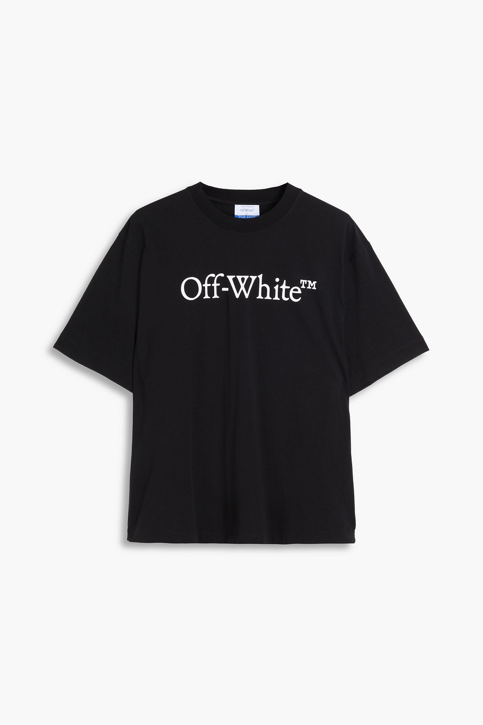 Off-white Black Oversized T-shirt With Contrasting Logo Lettering Print In Cotton Man