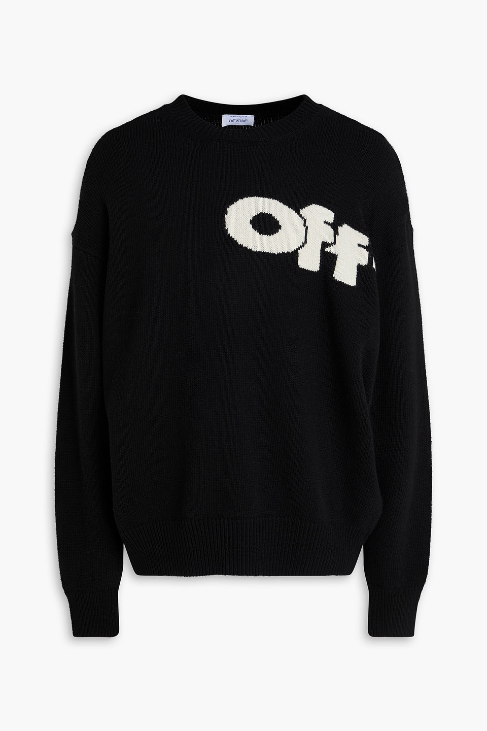 Off-white Shared Logo Intarsia Wool-blend Sweater In Black