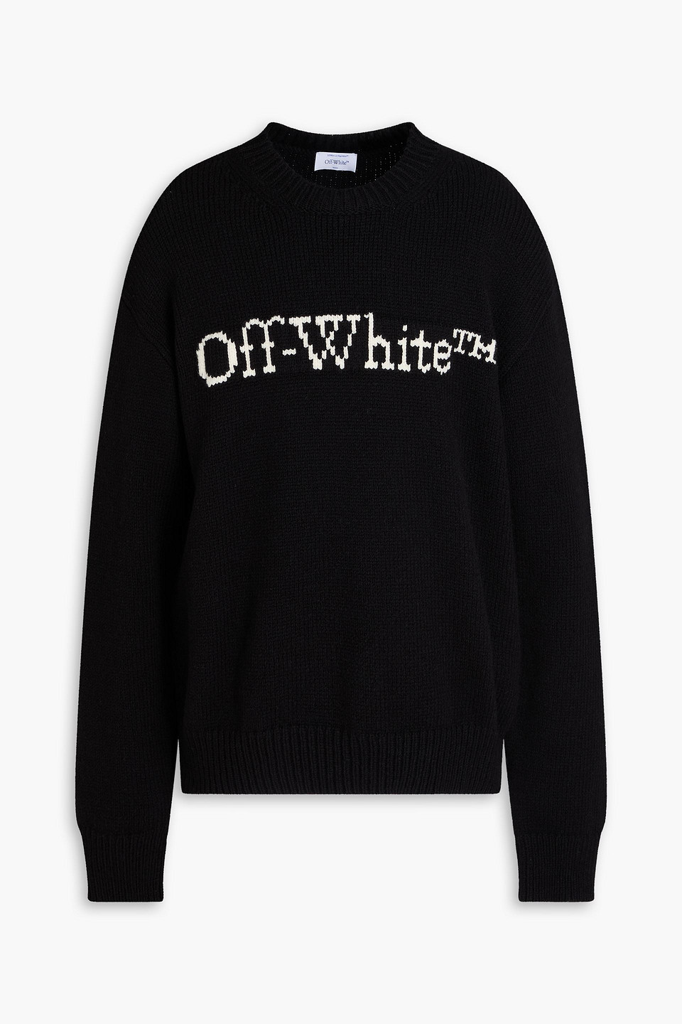 Off-white Intarsia Wool-blend Sweater In Black