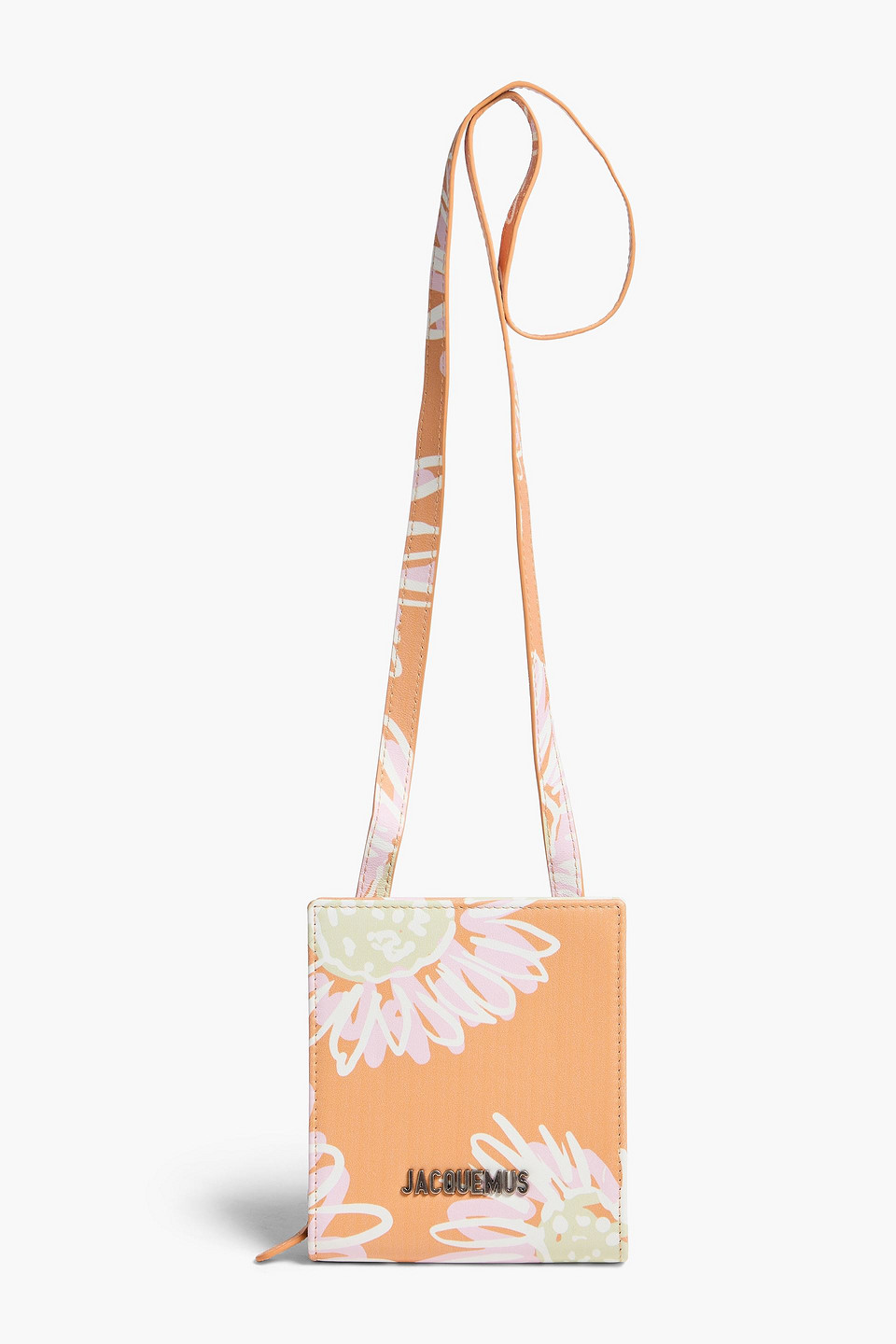 Jacquemus Le Gadjo Floral-print Leather Shoulder Bag In Orange