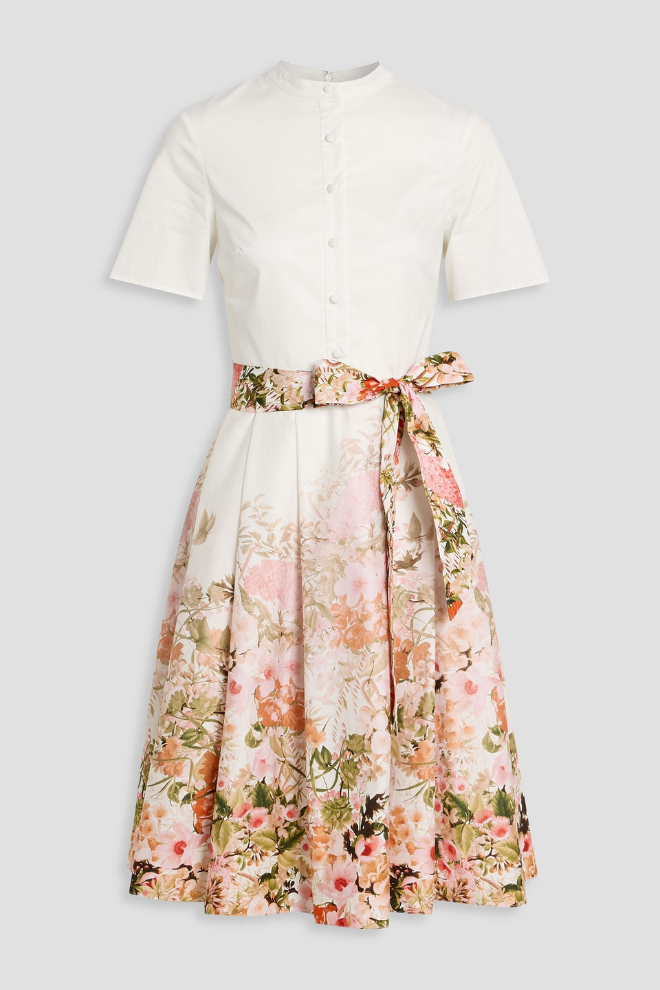 Mikael Aghal Floral-print Cotton-blend Poplin Shirt Dress In Multi