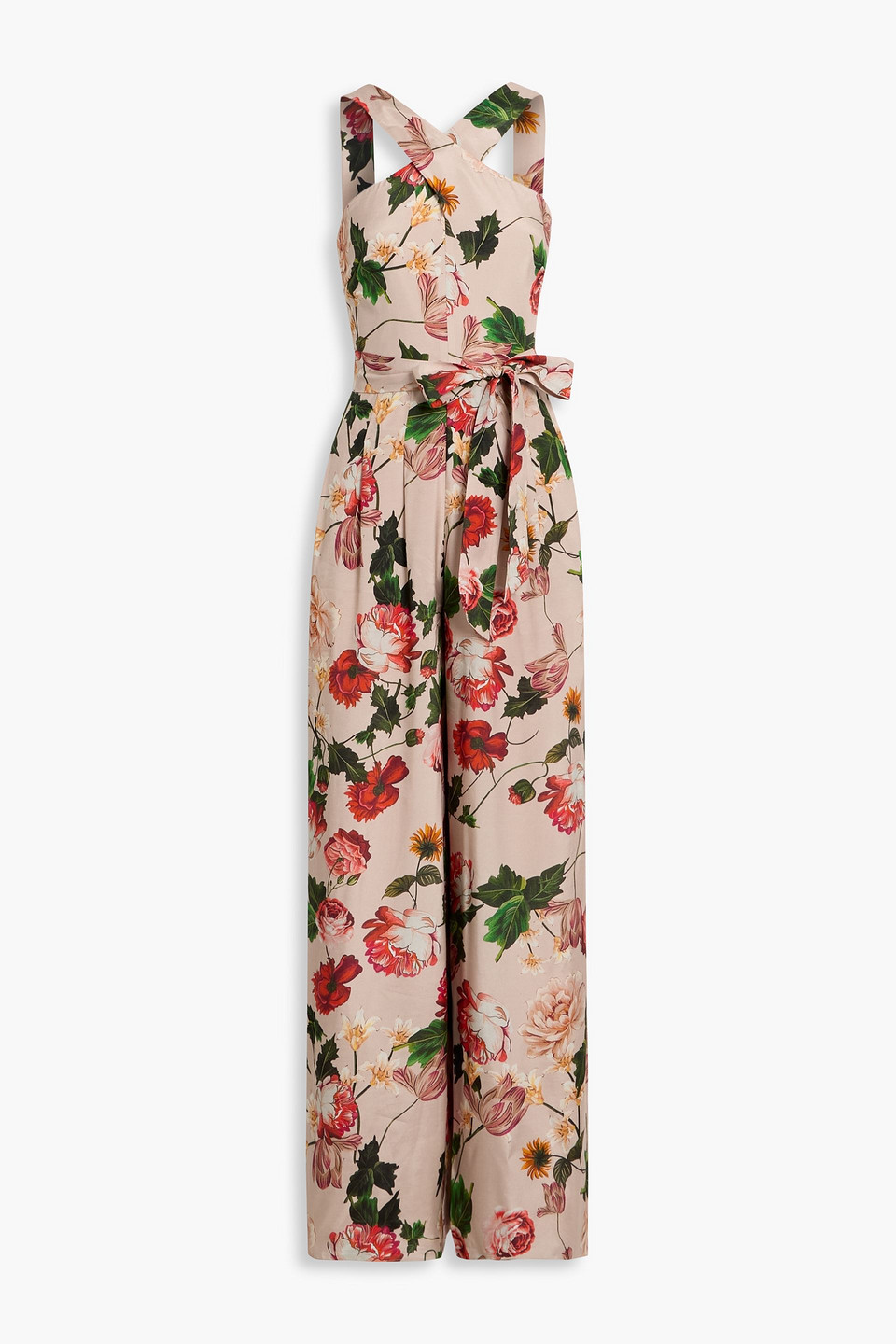 Mikael Aghal Floral-print Crepe Wide-leg Jumpsuit In Multi