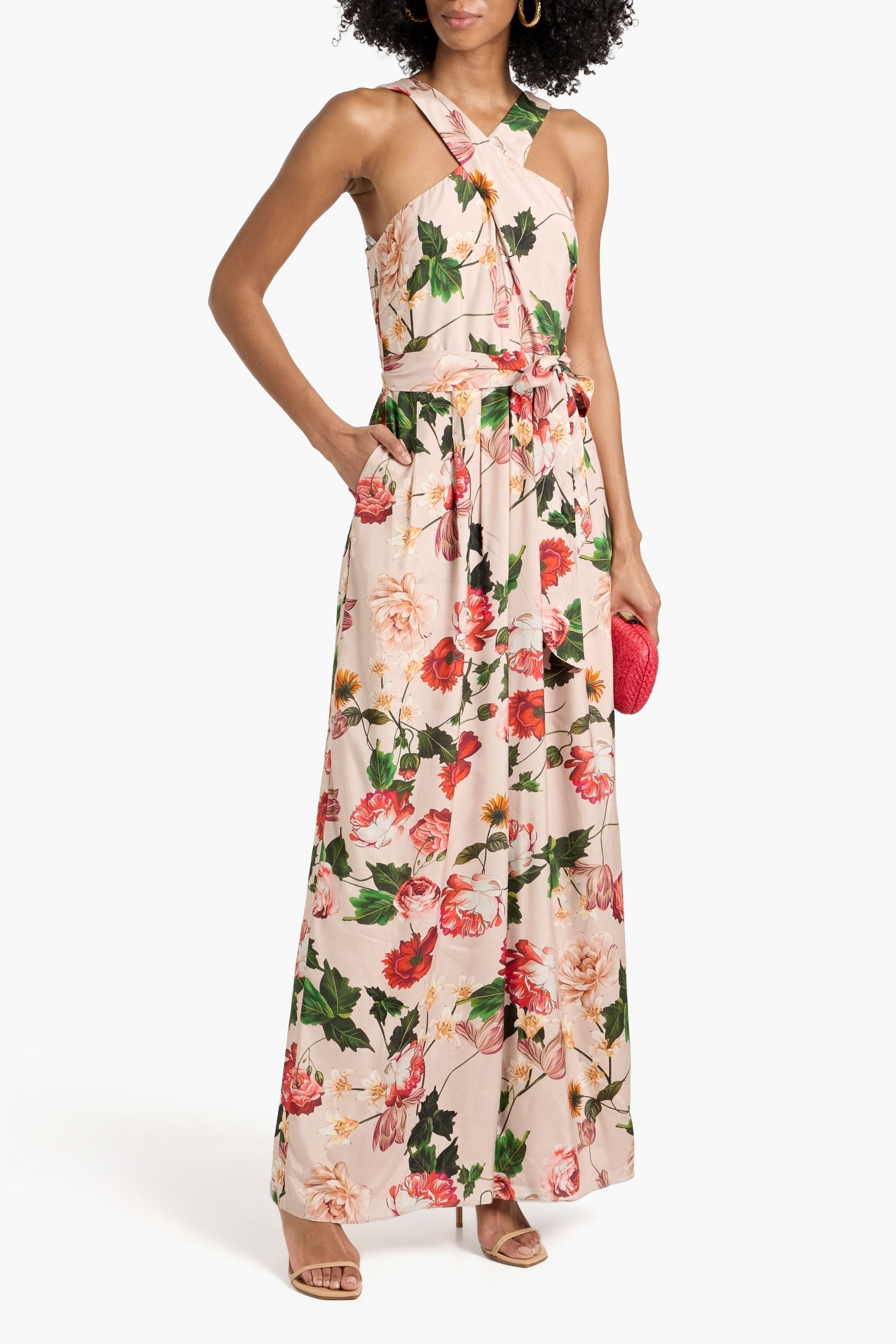 MIKAEL AGHAL Floral-print crepe wide-leg jumpsuit
