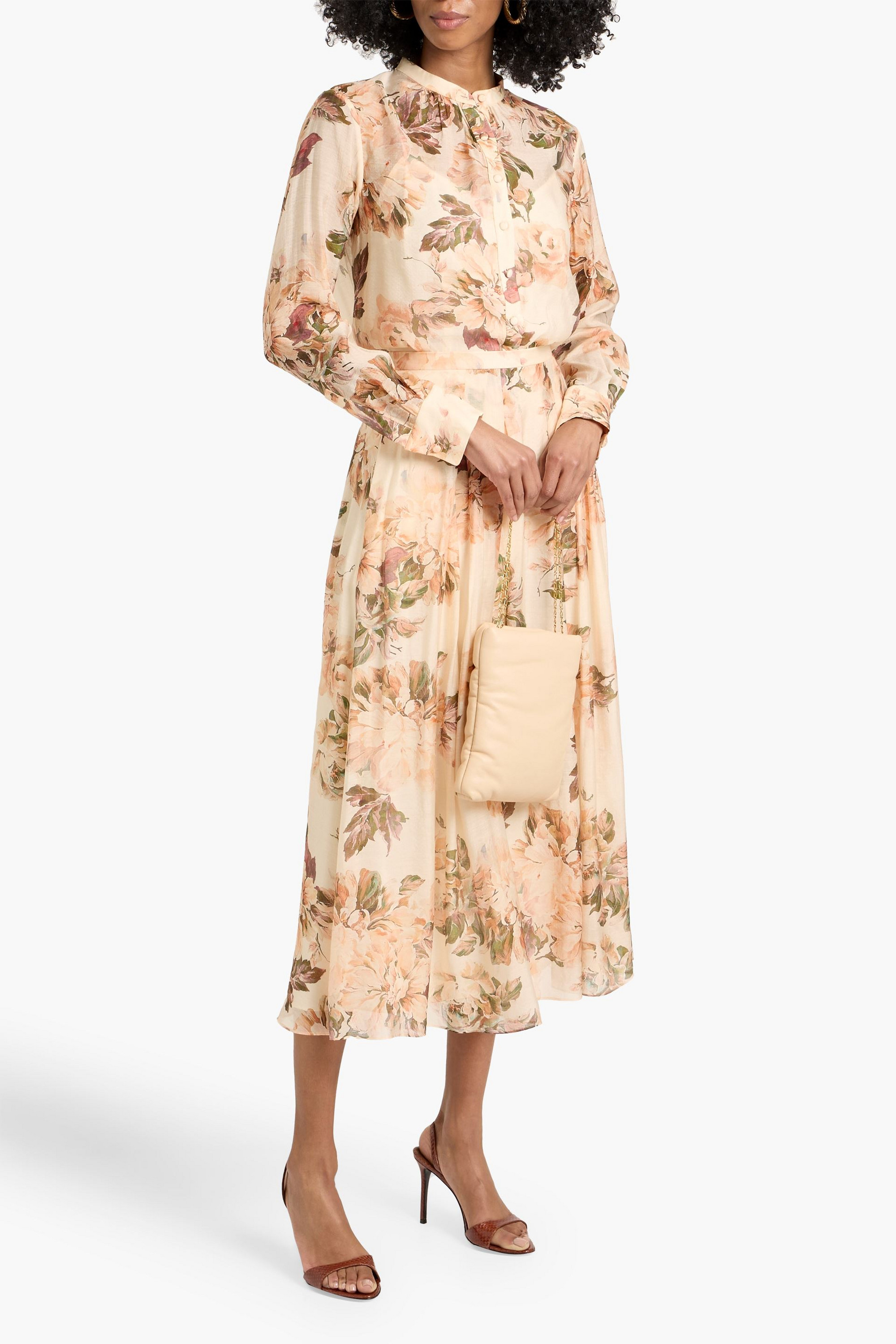 MIKAEL AGHAL Floral-print georgette midi skirt