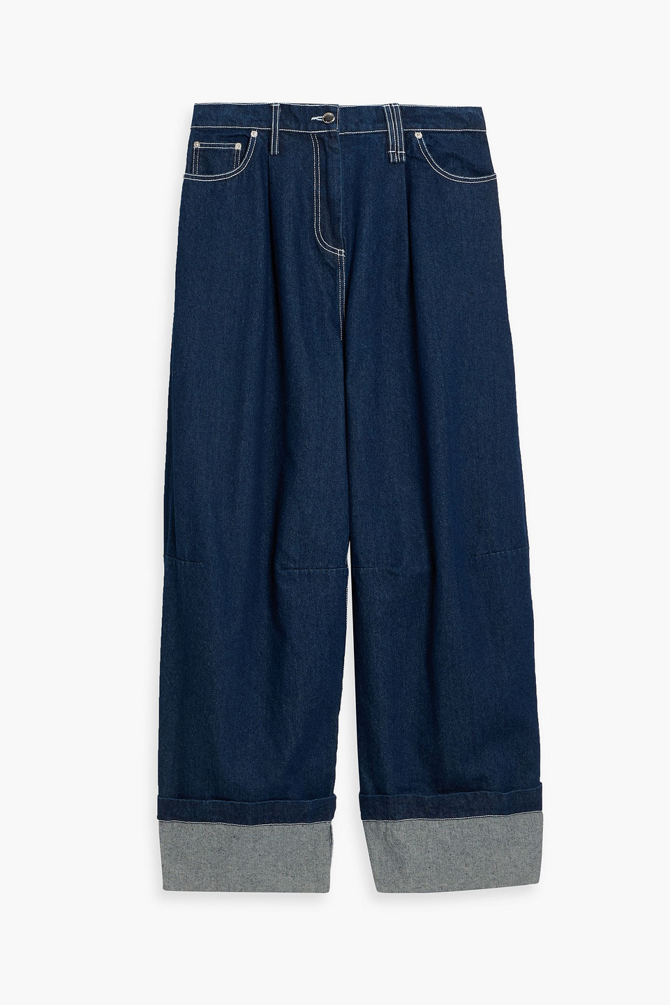 simone rocha - crystal-embellished high-rise wide-leg jeans - blue - uk 10