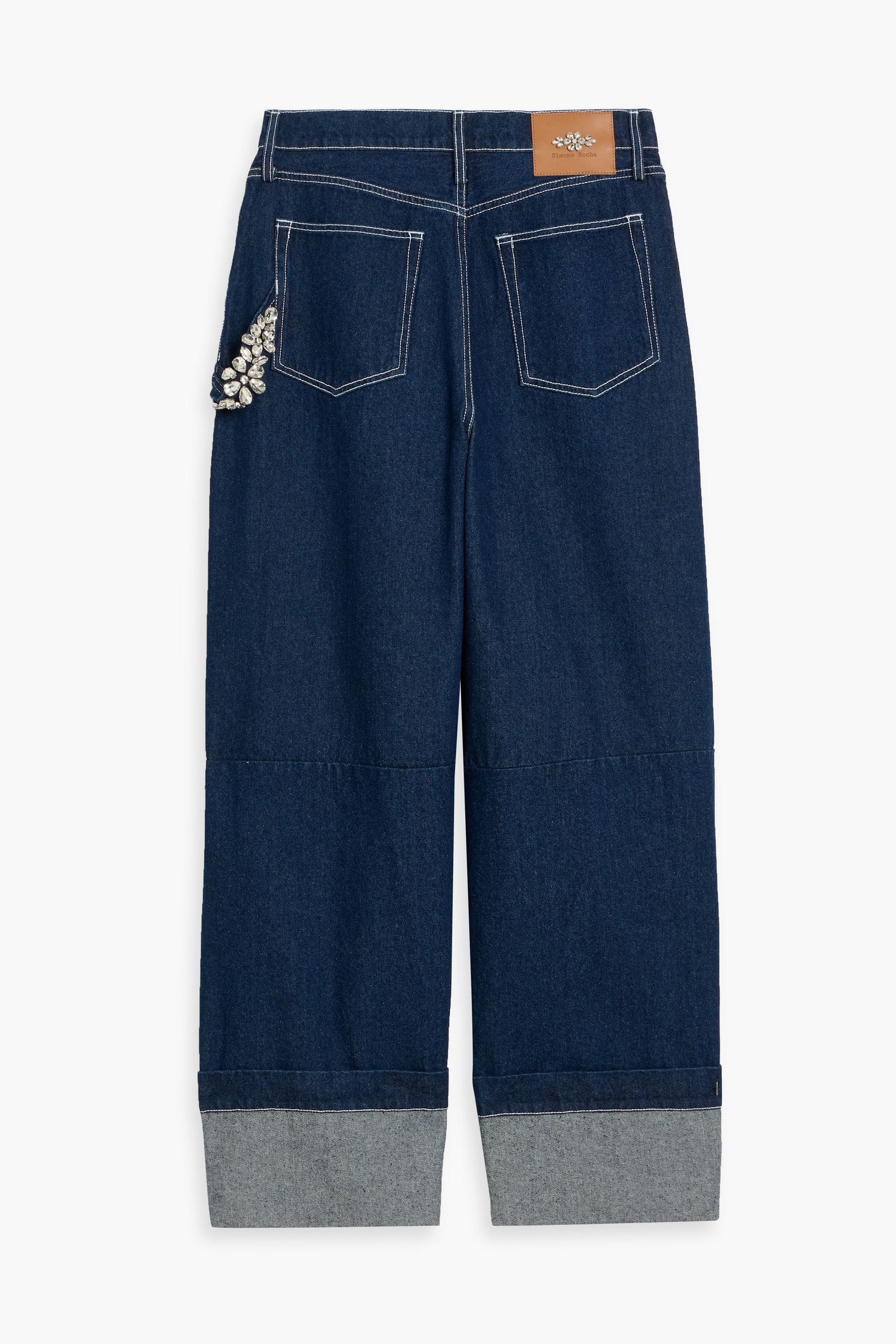 Simone Rocha Crystal-embellished high-rise wide-leg jeans