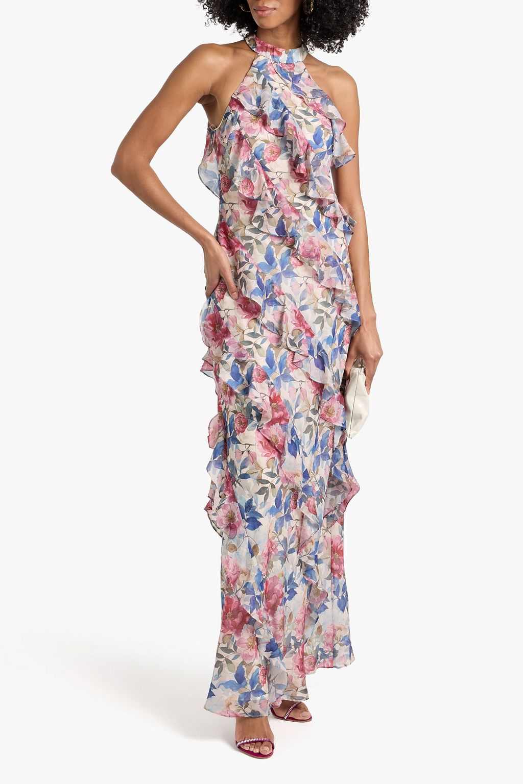 sachin and babi light blue dress Fit And Flare Chiffon Floral Print Sleeveless Maxi Dress at ₹ 699 | New  Delhi main image 0