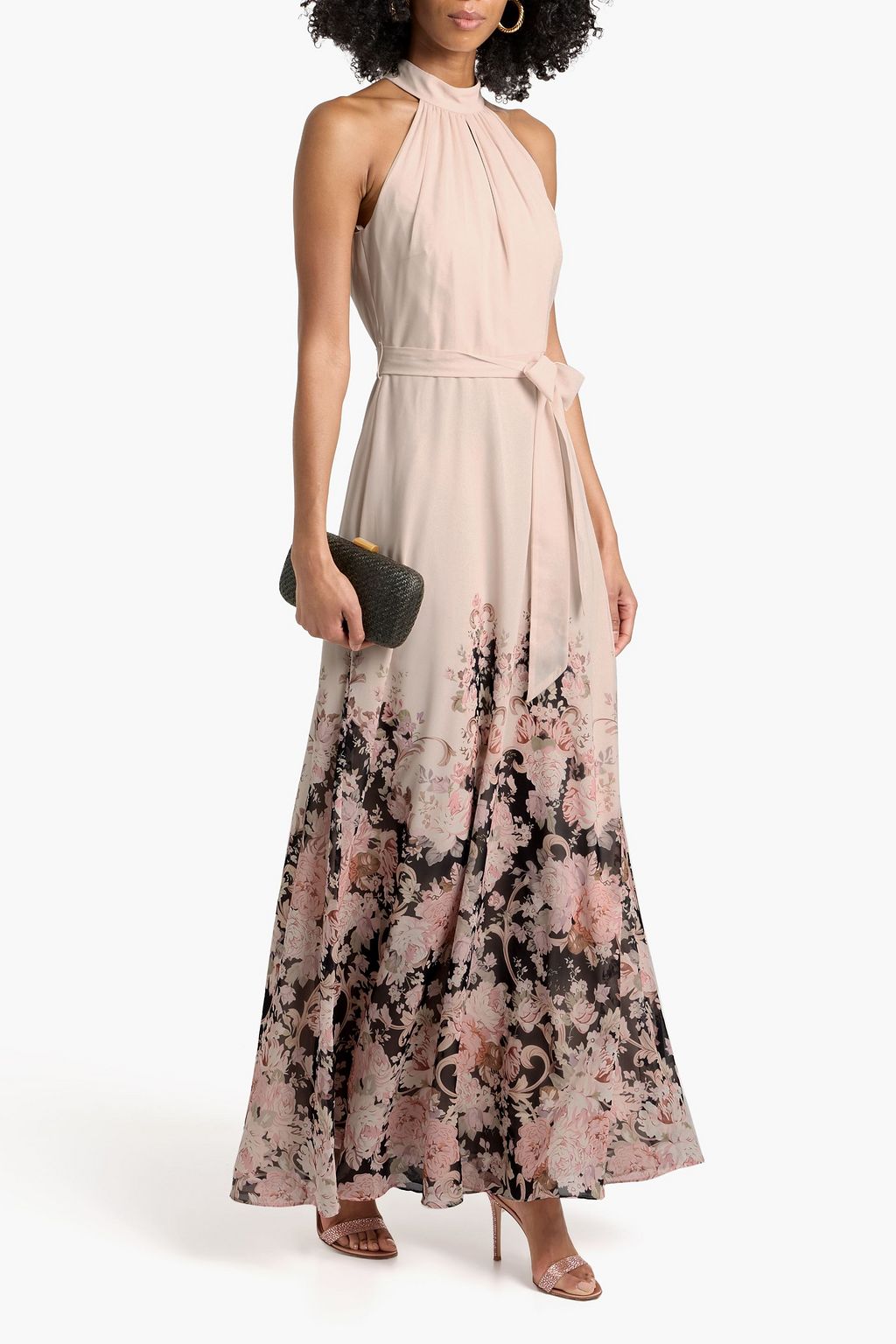 chinese dress ladies Lilian Floral Pleated Belted Chiffon Maxi Dress – Catwalk Wholesale main image 0